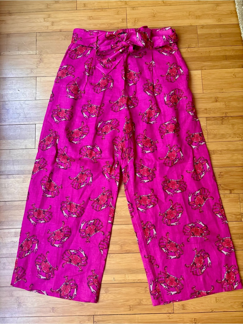 J. Crew Pants | Women's Lightweight Wide-Leg Pants - Fuchsia Crab Print (6)